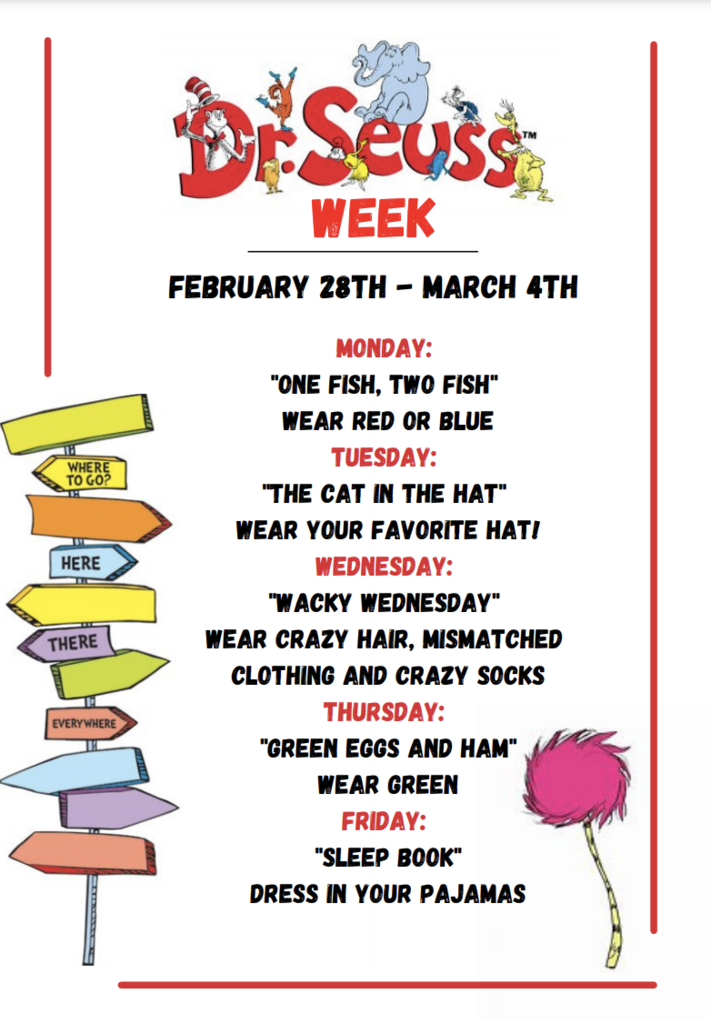 Dr. Seuss dress up week poster