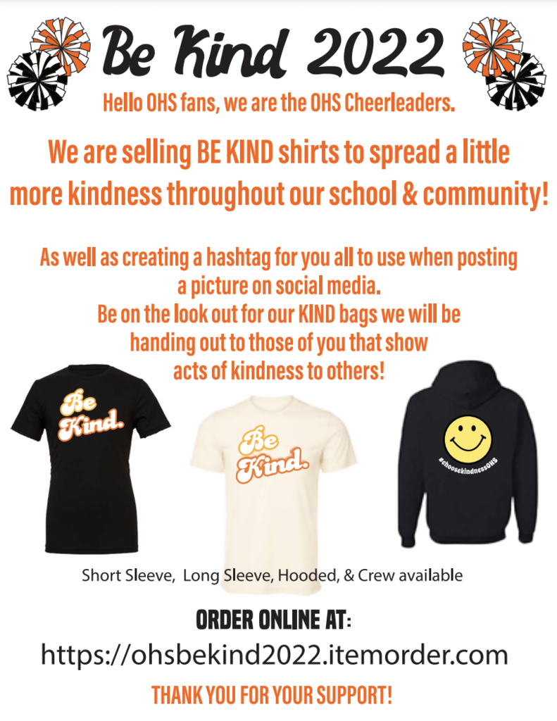 OHS Be Kind Shirt Fundraiser